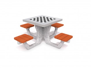 Betonowy stół do gry w szachy, warcaby 01